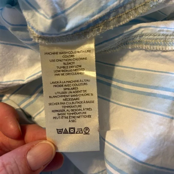 We The Free Button Down Striped Light Blue White Kelia Trapeze Boho Shirt Medium - Picture 15 of 16